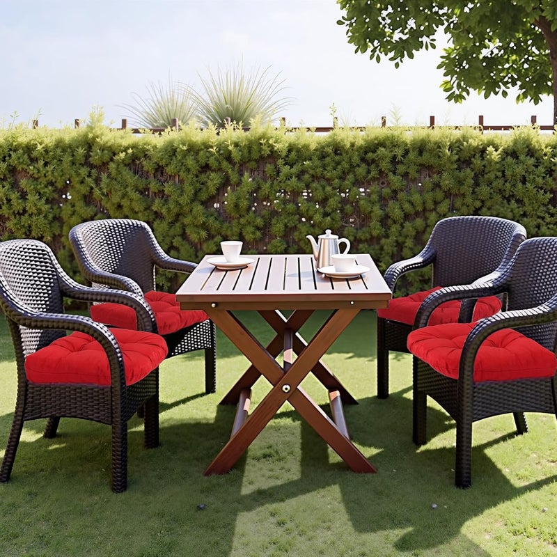 MTMR Waterproof Outdoor Chair Cushions Set of 2, 19X19 Patio Wicker Chair Cushions, Tufted Outdoor Cushions for Patio Furniture, Thick Outdoor Sunbrella Replacement Seat Pads for Porch Lawn Chairs Red - Image 3
